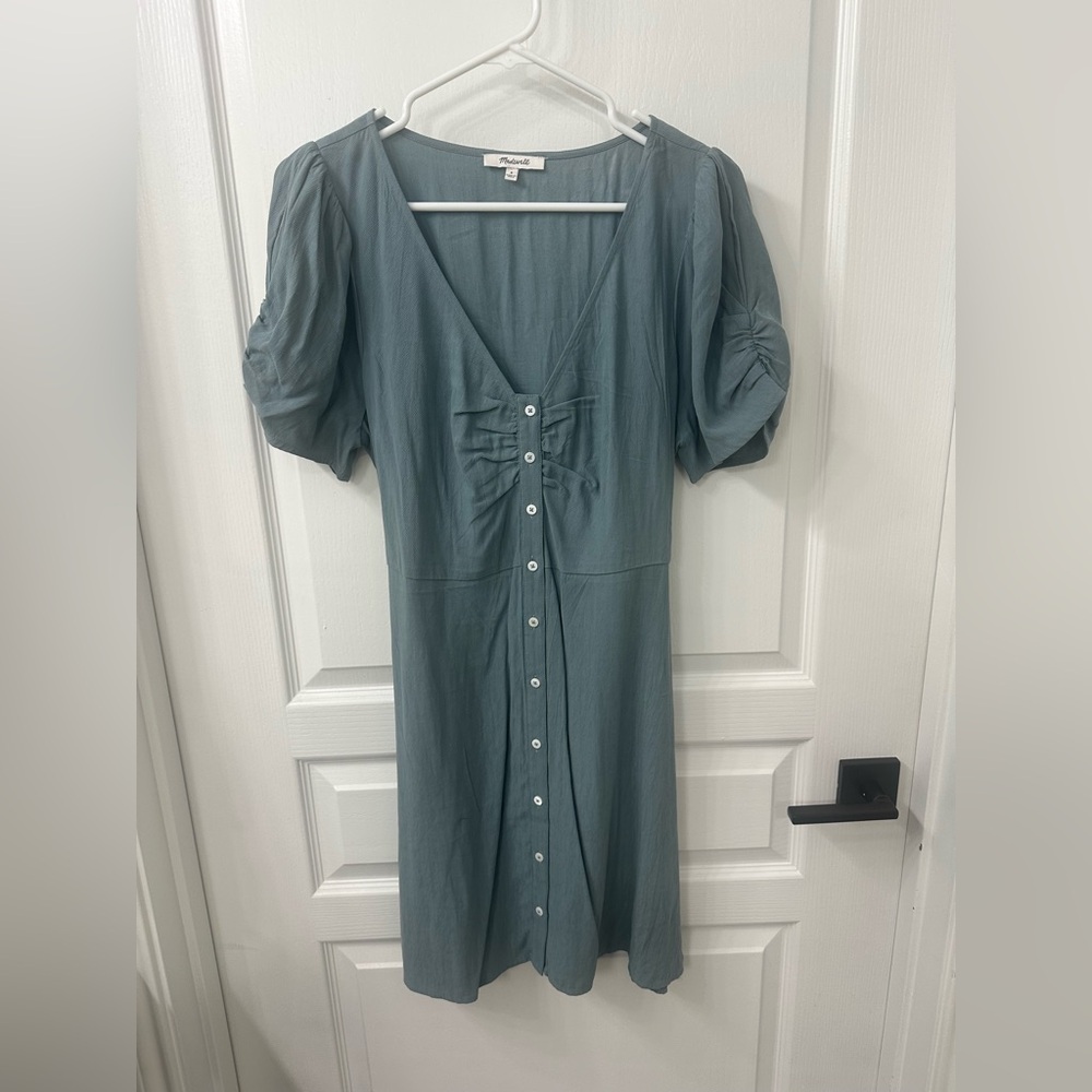 Madewell V-Neck Button-Front Mini Dress - Size 8
